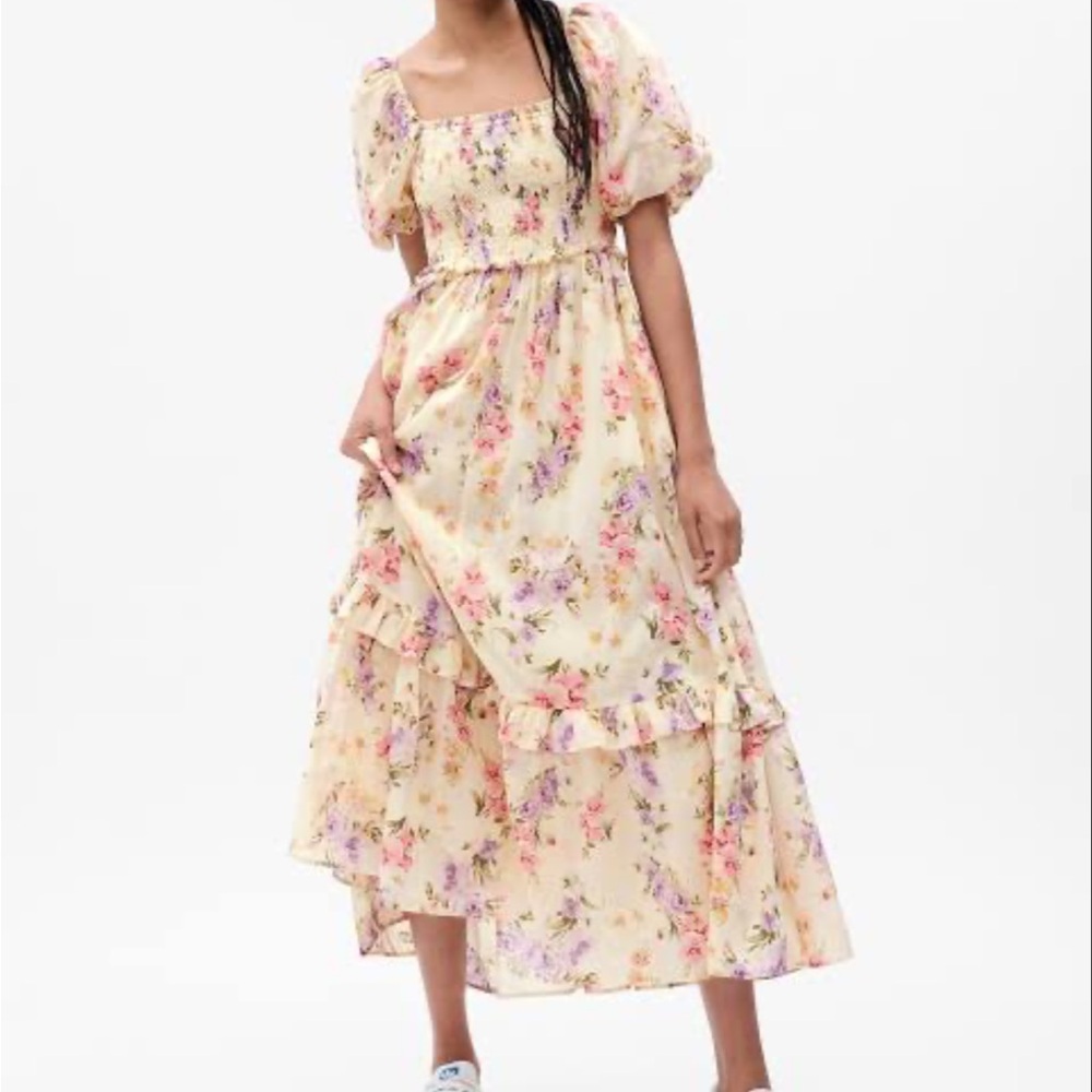 GAP x LoveShackFancy puff sleeve floral maxi dress withpockets and ruched bodice - Picture 4 of 6